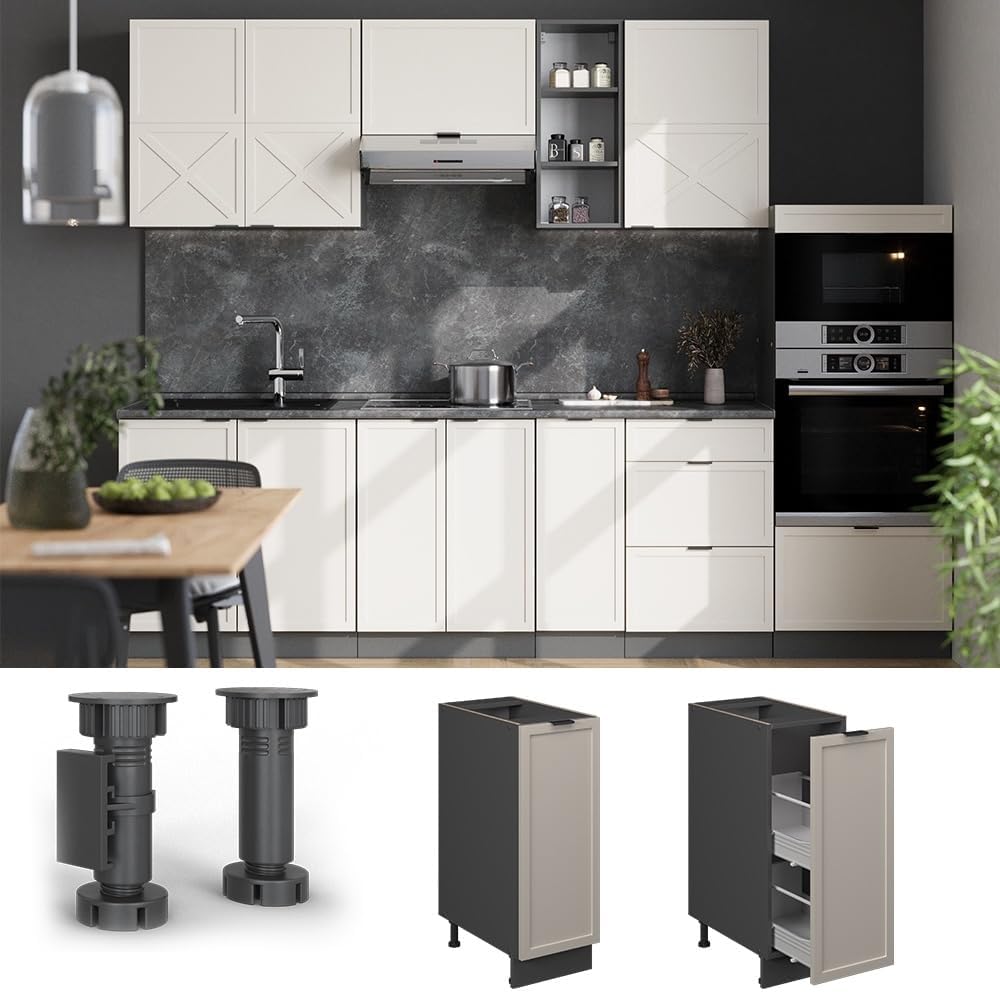 Vicco Apothekerschrank Fame-Line, GrauBeige, 30 cm, AP Eiche, zur Kombination mit weiteren Modulen d