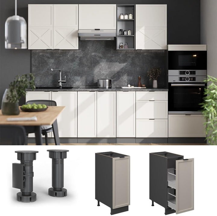Vicco Apothekerschrank Fame-Line, GrauBeige, 30 cm, AP Eiche, zur Kombination mit weiteren Modulen d