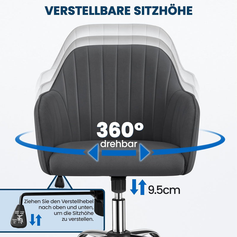 Yaheetech Bürostuhl 360 ° Drehstuhl Schreibtischstuhl höhenverstellbar Computerstuhl mit gepolsterte