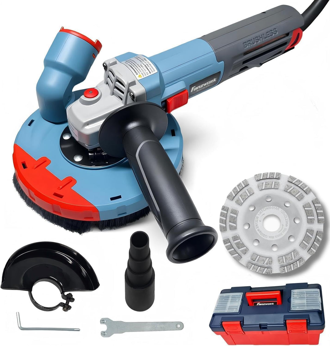 FANZTOOL Betonschleifer Betonfräse Winkelschleifer Absaughaube mit 2100W bürstenlosem EC-Motor (Diam