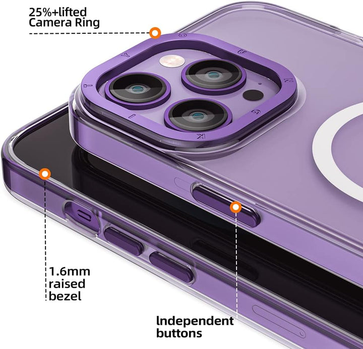 YOUNGKIT für iPhone 14 Pro Hülle, Stossfeste Kratzfeste Schutzhülle Slim Klar Case Chargement magnét