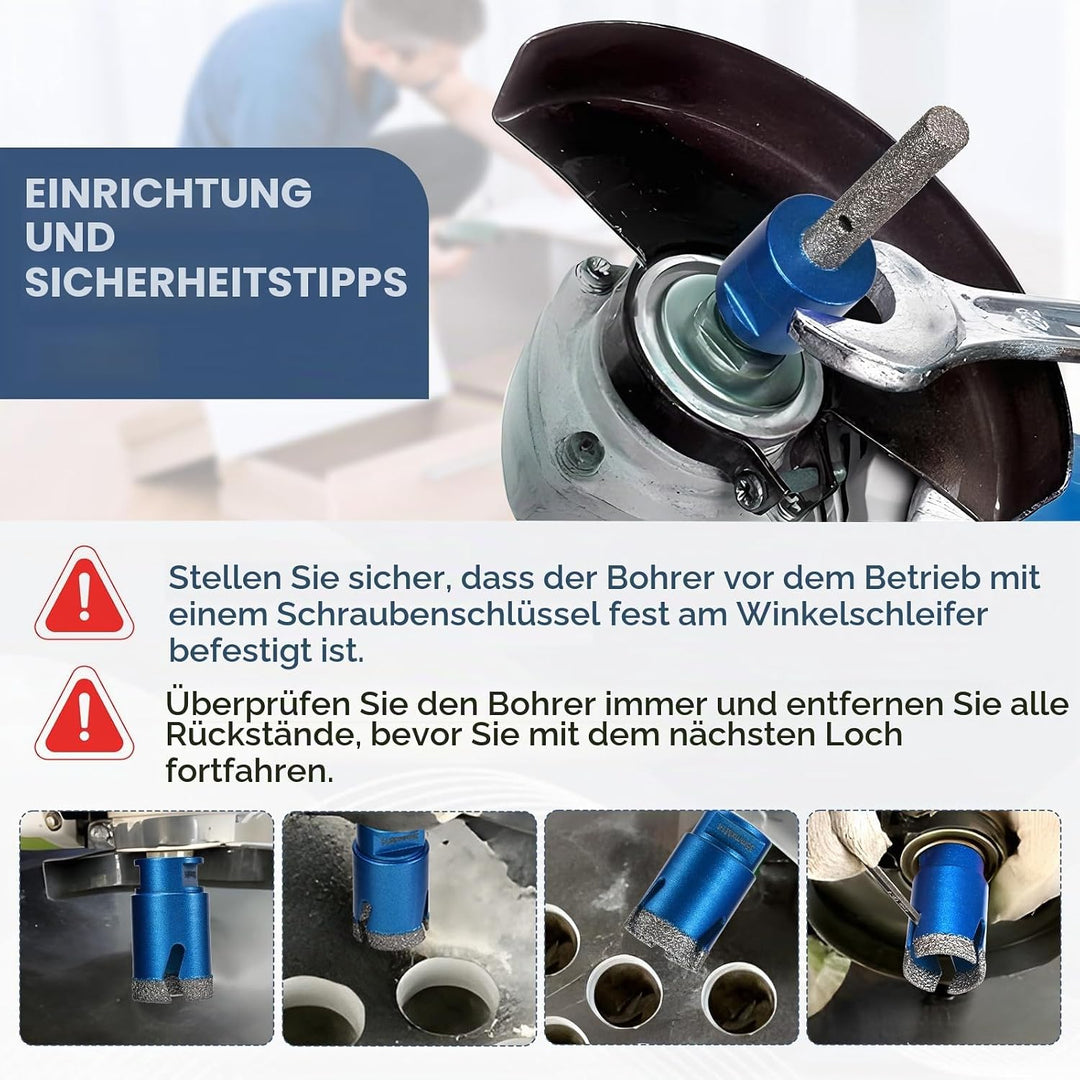 Diamant Fliesenbohrer Set 10 Stücke, 6/6/8/20/35/50/68mm, Diamant-Fasenbohrer /10mm Fingerbohrer/Dre