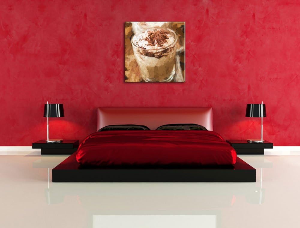 Leckerer Cappucino, Format: 70x70 auf Leinwand, XXL riesige Bilder fertig gerahmt mit Keilrahmen, Ku