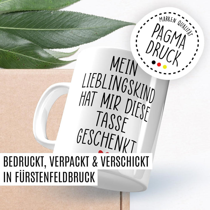 Tasse Mama Geschenk Mein Lieblingskind hat mir diese Tasse geschenkt, Kaffeetasse Familie Witz Humor