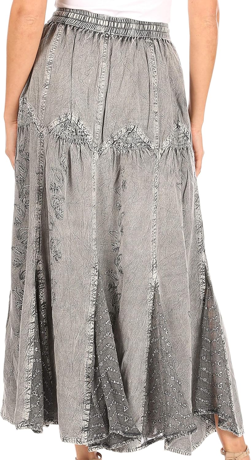 Sakkas Olivia Damen Maxi böhmischen Zigeuner Langen Rock mit elastischer Taille und Spitze Einheitsg