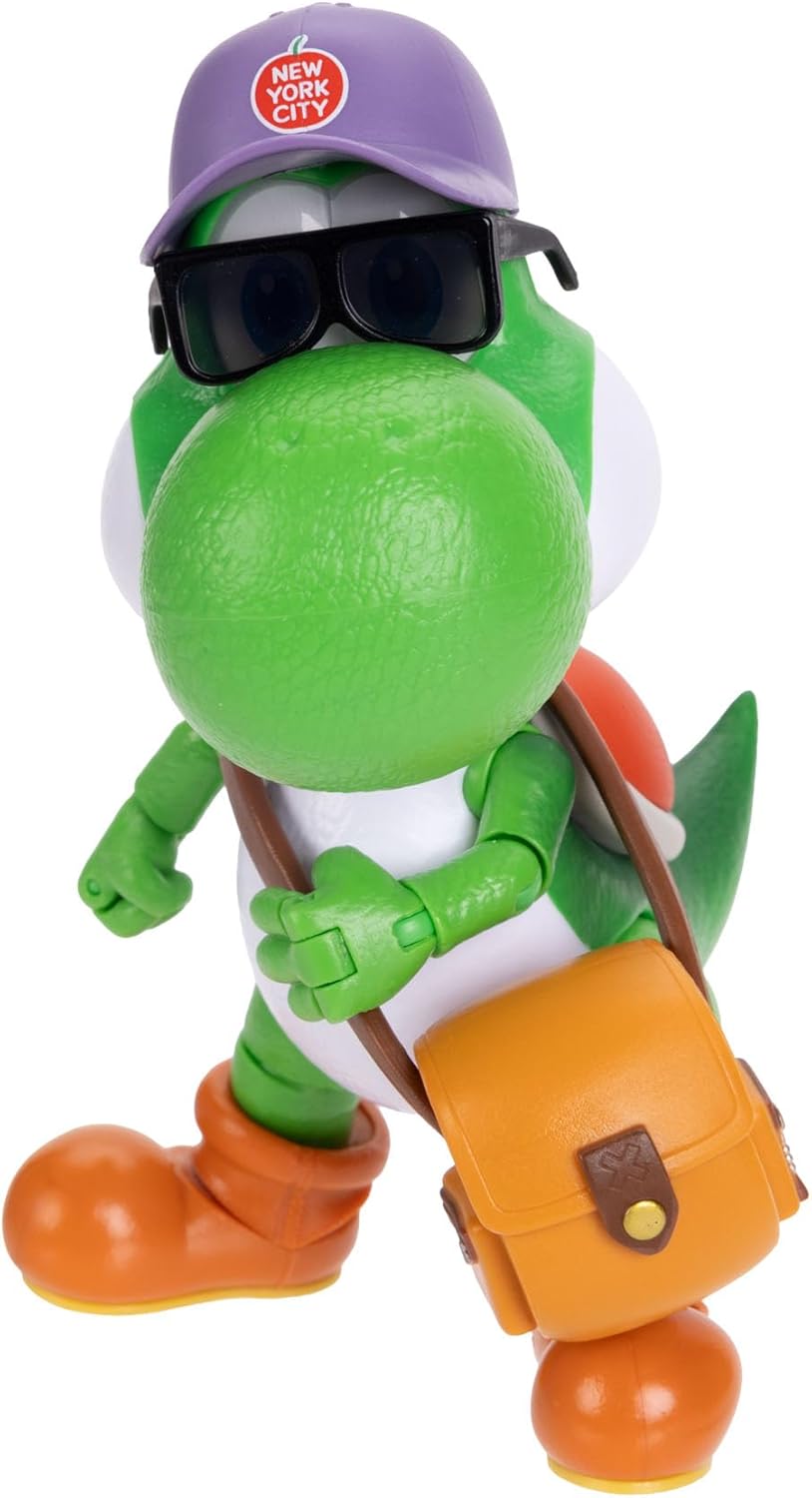 Super Mario Galaxy Movie – 13 cm Figurenserie – Yoshi-Figur mit Hut, Sonnenbrille und Tasche