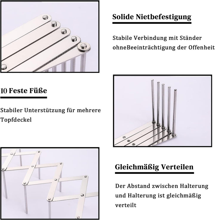 Hjumarayan 2 Stück Verstellbarer Edelstahl Topfdeckelhalter, Spareribs-Halter, Grill Rippchenhalter,