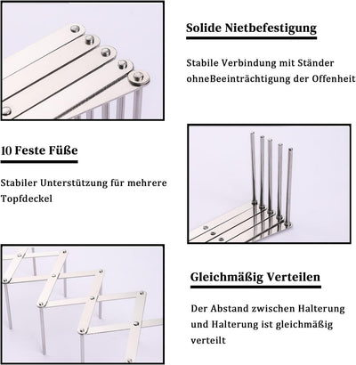 Hjumarayan 2 Stück Verstellbarer Edelstahl Topfdeckelhalter, Spareribs-Halter, Grill Rippchenhalter,
