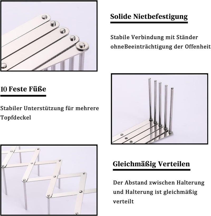 Hjumarayan 2 Stück Verstellbarer Edelstahl Topfdeckelhalter, Spareribs-Halter, Grill Rippchenhalter,