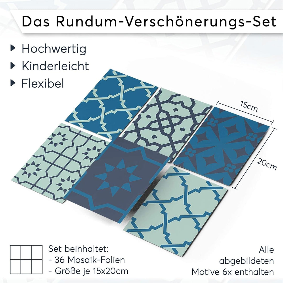 CREATISTO Mosaik-Fliesen Fliesensticker Fliesenfolie - Klebefolie Aufkleber für Wand-Fliesen I Klebe