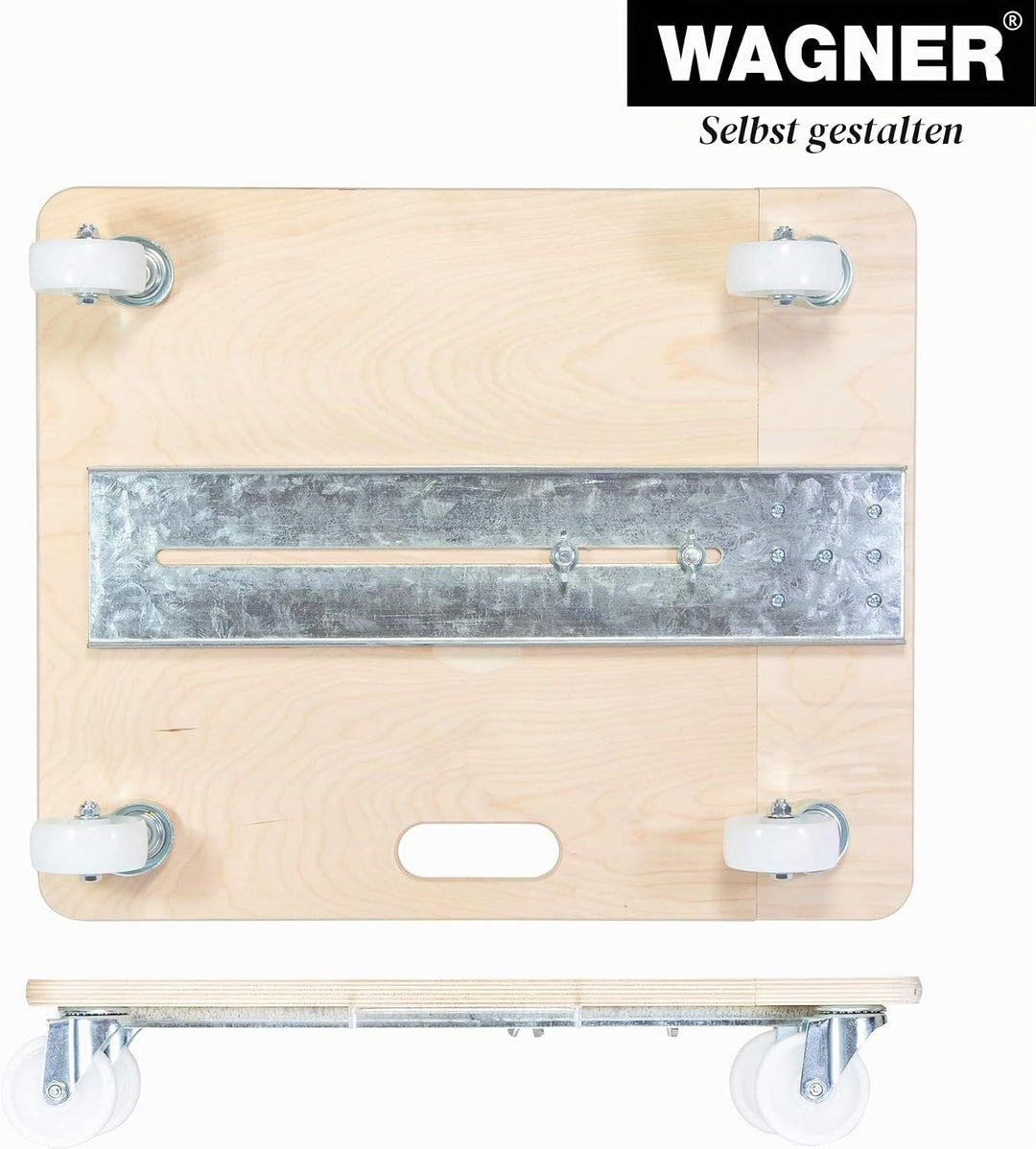 WAGNER Transportroller Transporthilfe 1332 I Schichtholz 74-101 x 37 x 14,5 cm, Tragkraft 200 kg I M