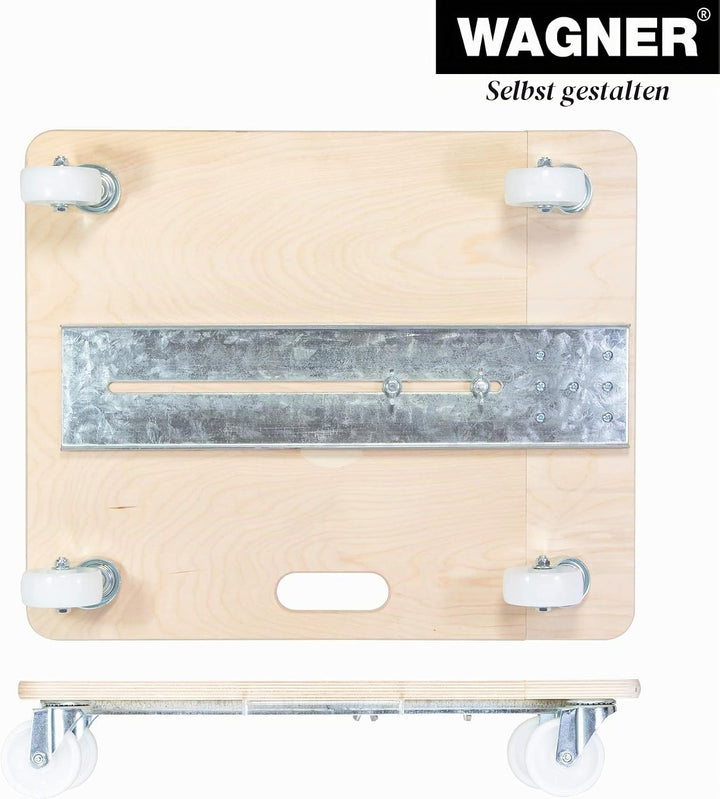 WAGNER Transportroller Transporthilfe 1332 I Schichtholz 74-101 x 37 x 14,5 cm, Tragkraft 200 kg I M