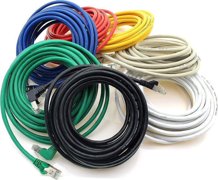 1aTTack.de 366220 Cat.6 Netzwerkkabel Winkel 90 Grad 5m - 7-Farben - Cat6 Patchkabel (SFTP PIMF) 100