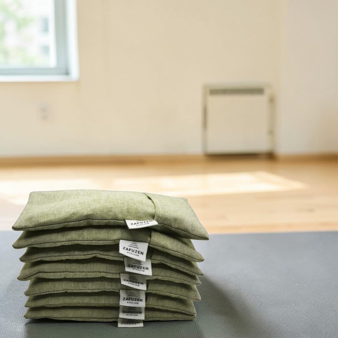 Augenkissen mit Abnehmbarem Bezug 6er Set – Naturbaumwolle und Lavendel – Professionelle Nutzung Yog