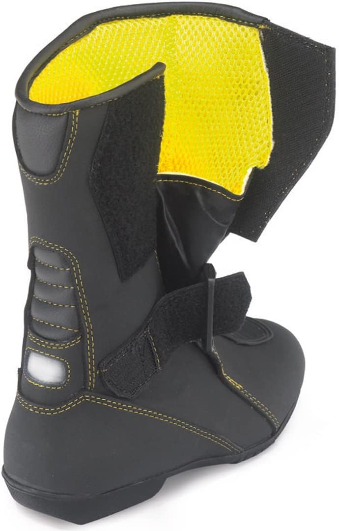 Kochmann Kinder Motorradstiefel 39 schwarz gelb Rindleder wasserdicht winddicht 39 EU Schwarz, 39 EU