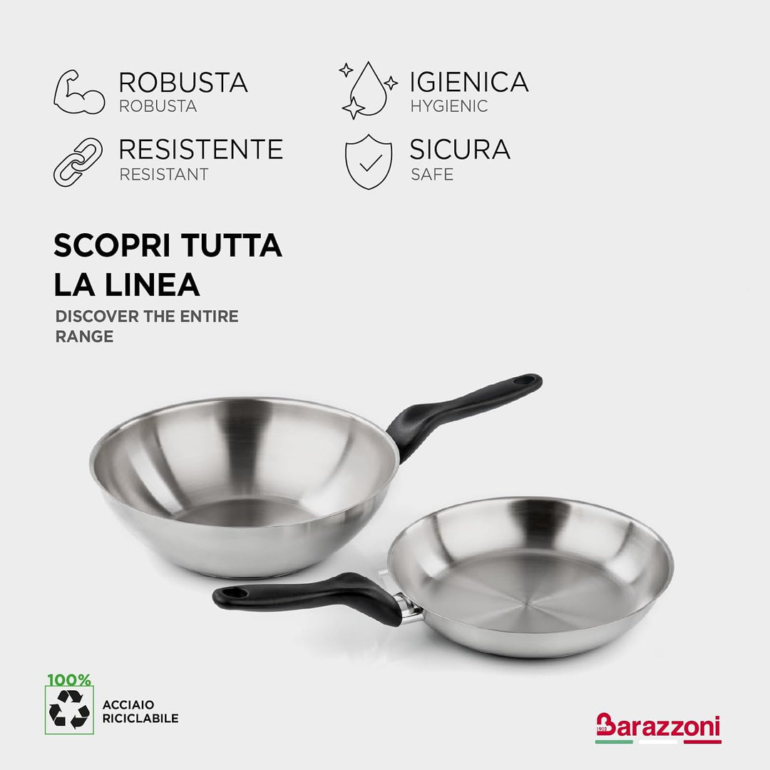 Barazzoni The Inoxidabili Saltapasta Wok, Stahl, silberfarben, 28 cm