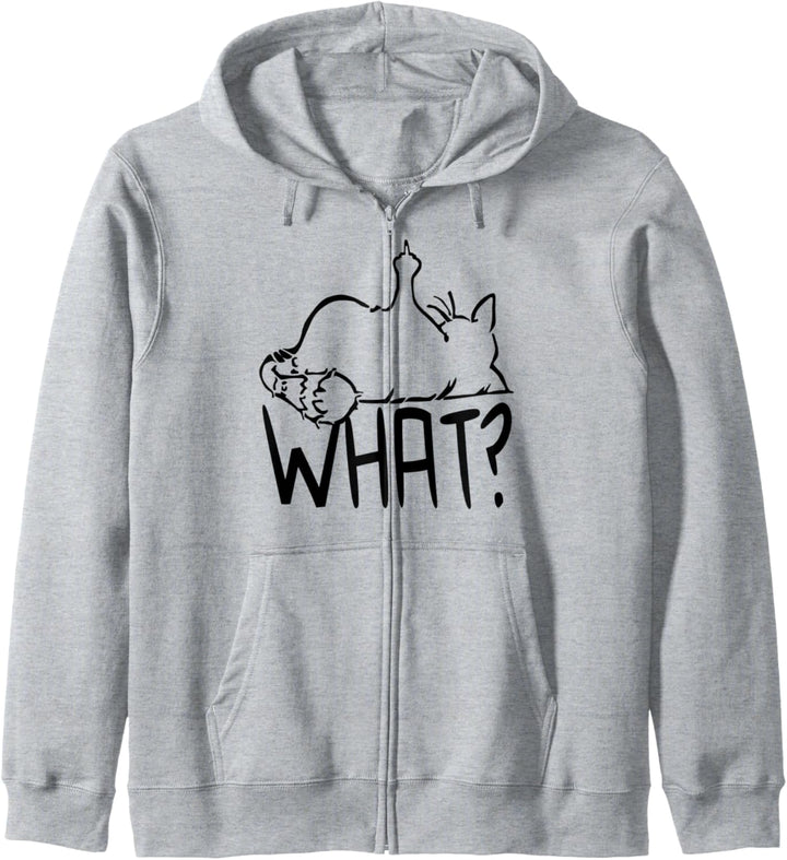 faule Katze Statement Spruch - What? - Katzen Kapuzenjacke