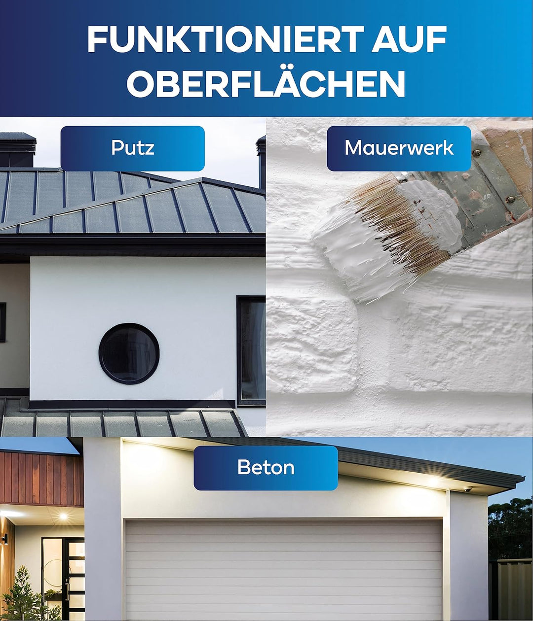 Plid® Silikon Fassadenfarbe Weiss Aussen matt 2,5L - für Beton, Mauerwerk, Kellerwand, Fassade & Soc