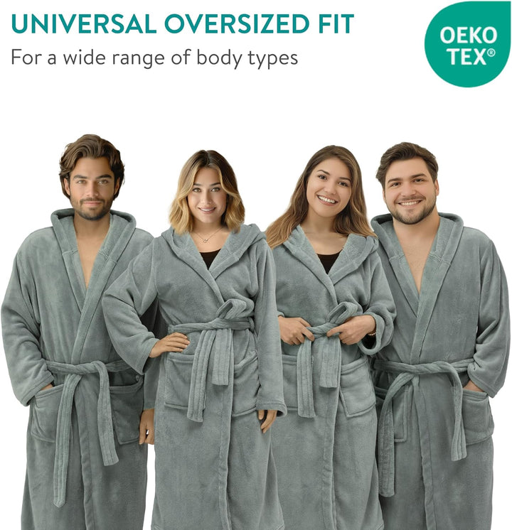 HOMELEVEL Bademantel Morgenmantel Unisex - kuschelweicher Reisebademantel Saunamantel - Mikrofaser M