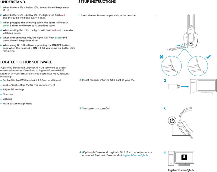 Logitech G733 LIGHTSPEED kabelloses Gaming-Headset mit Kopfbügel, LIGHTSYNC RGB, Blue VO!CE Mikrofon