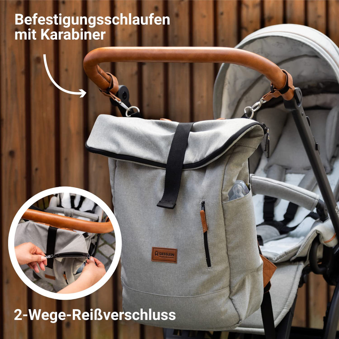 Gesslein 888 grosser Wickelrucksack Wickeltasche mit einem Volumen von 30,5l! Zubehör und Kinderwage