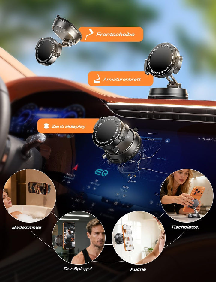 MAGIC JOHN für Auto-Smartphone-Halterung, Doppel sicherheitsklem mvorrichtung, Vakuum Saugnapf, 2500