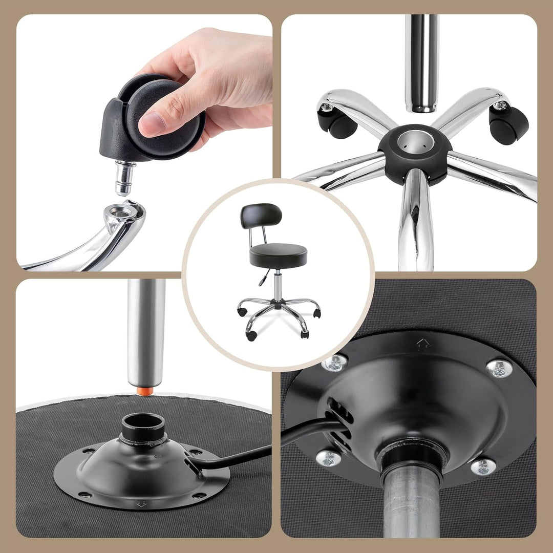 LEADZM Rollhocker Drehhocker Praxishocker Arbeitshocker Bürohocker Hocker 360° Drehbar mit höhenvers
