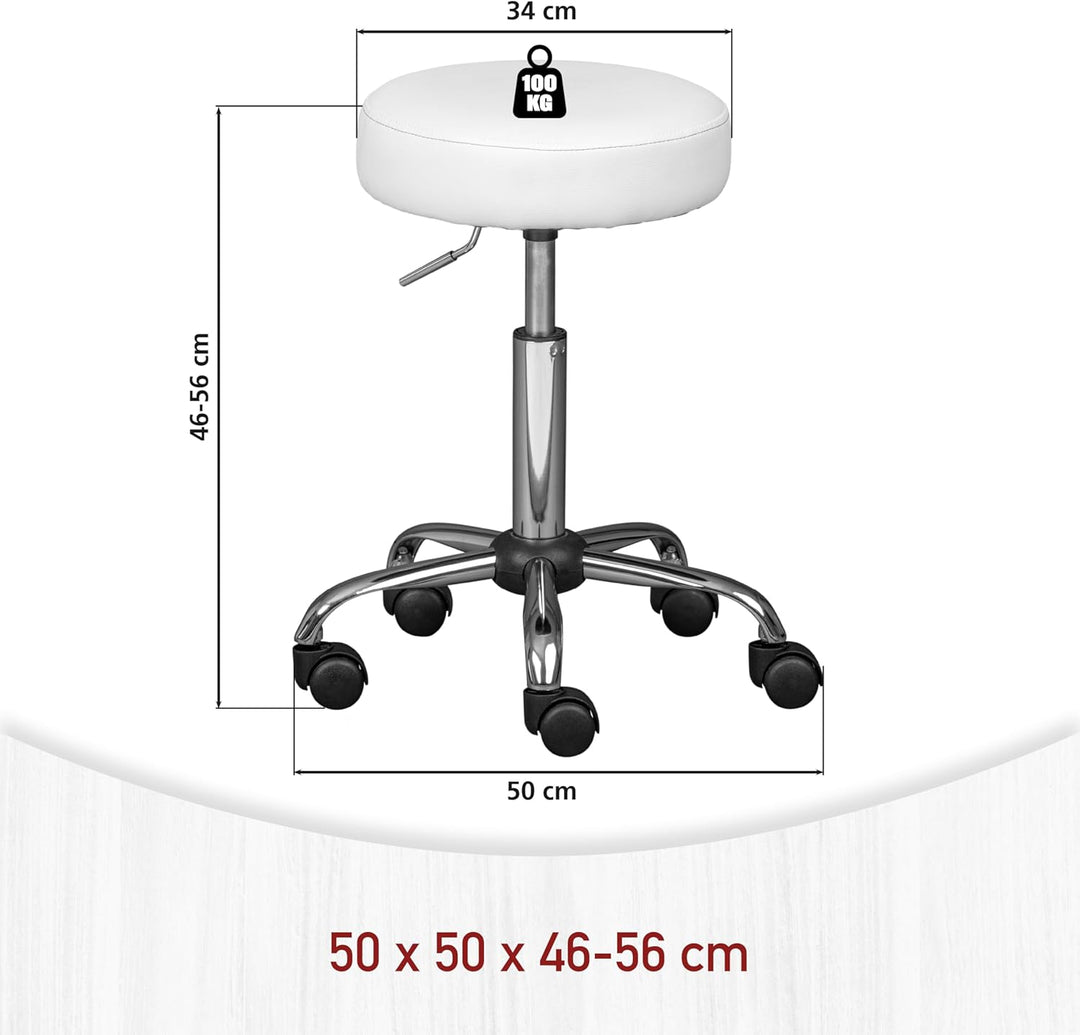 Inter Link – Drehhocker auf Rollen – Höhenverstellbar 50 – 66 cm– Rollhocker – Arbeitshocker – Sitzh