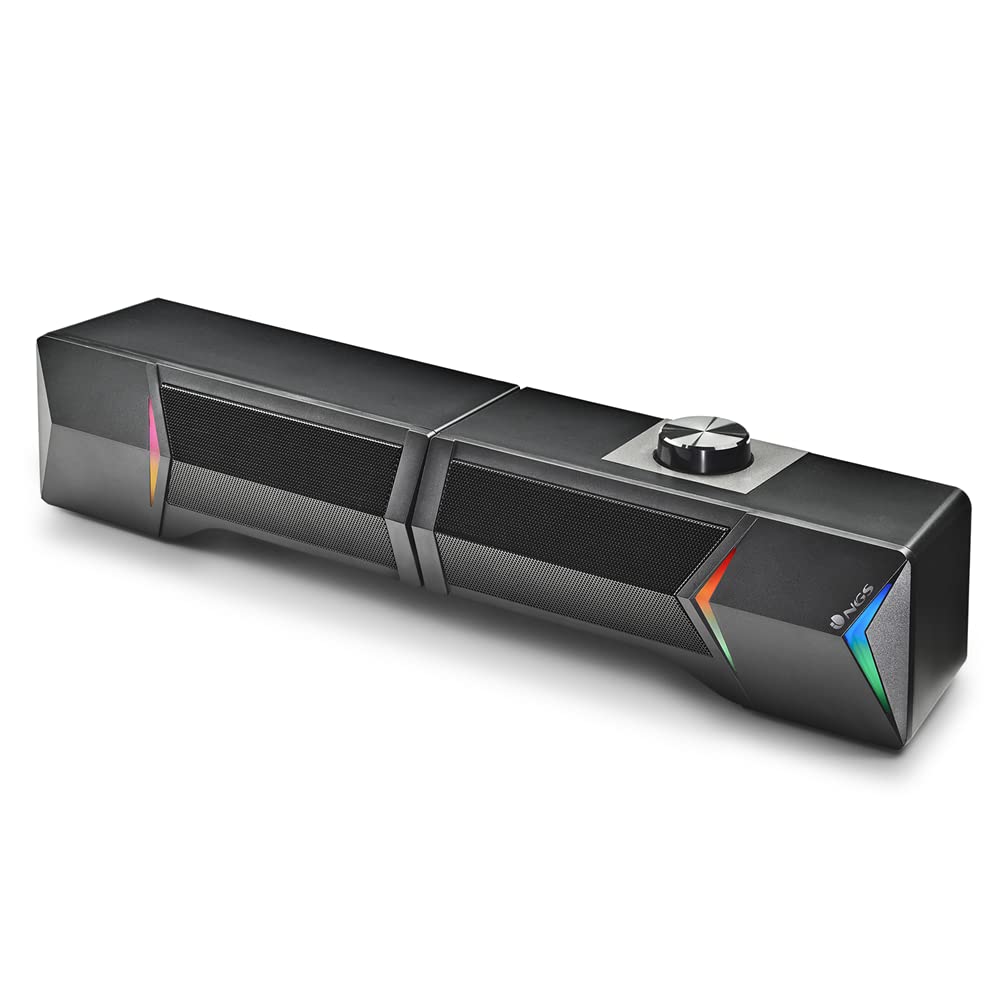 NGS GSX-B1200 - Teilbare Gaming-Soundbar 2.0, Ausgangsleistung 12 W, RGB-Lichter, kompatibel mit Blu