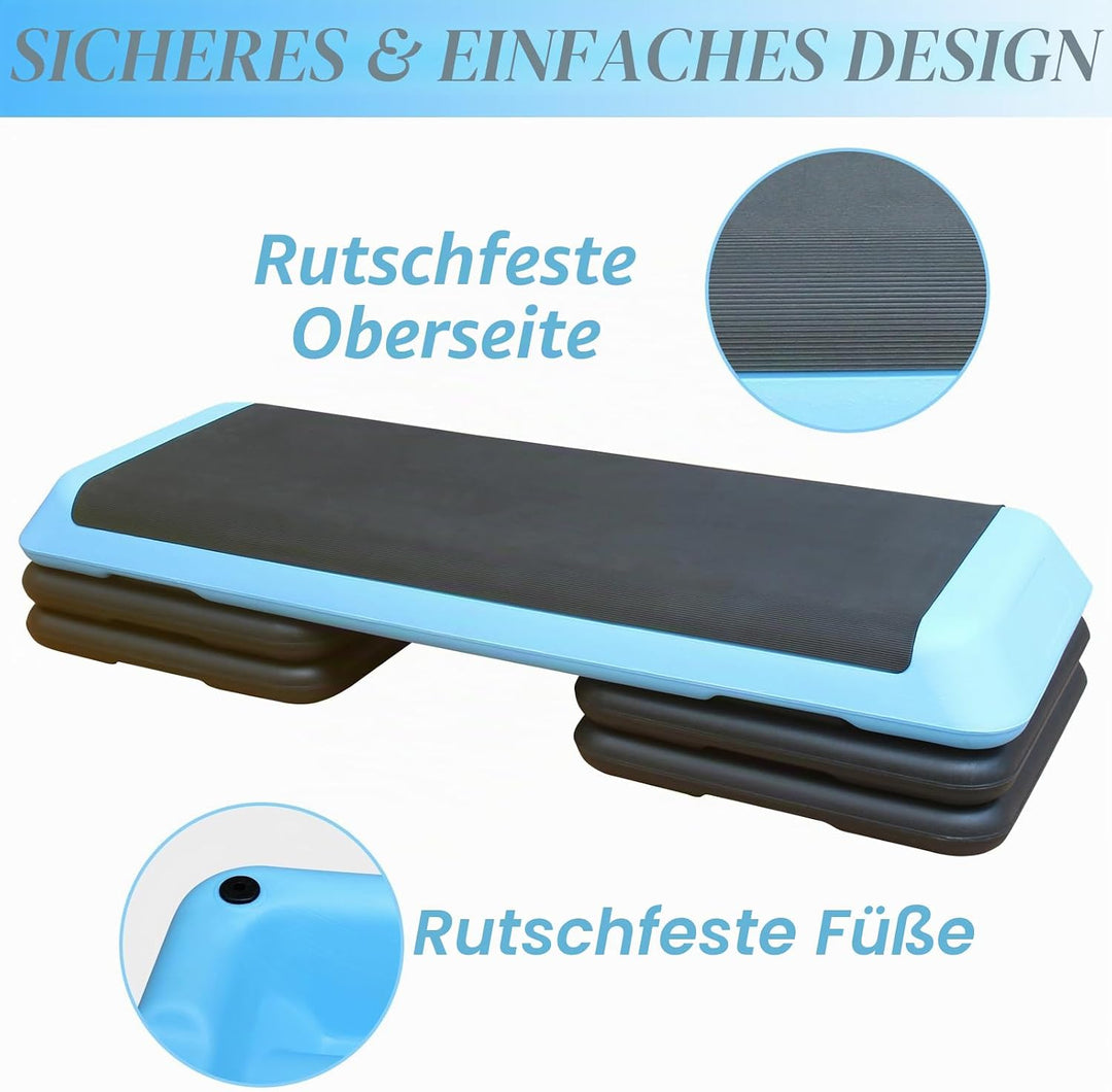 Aerobic Stepper 3-fach Höhenverstellbar Steppbrett 10/15/20 cm, Stepbench für zuhause bis 200 kg, Ru