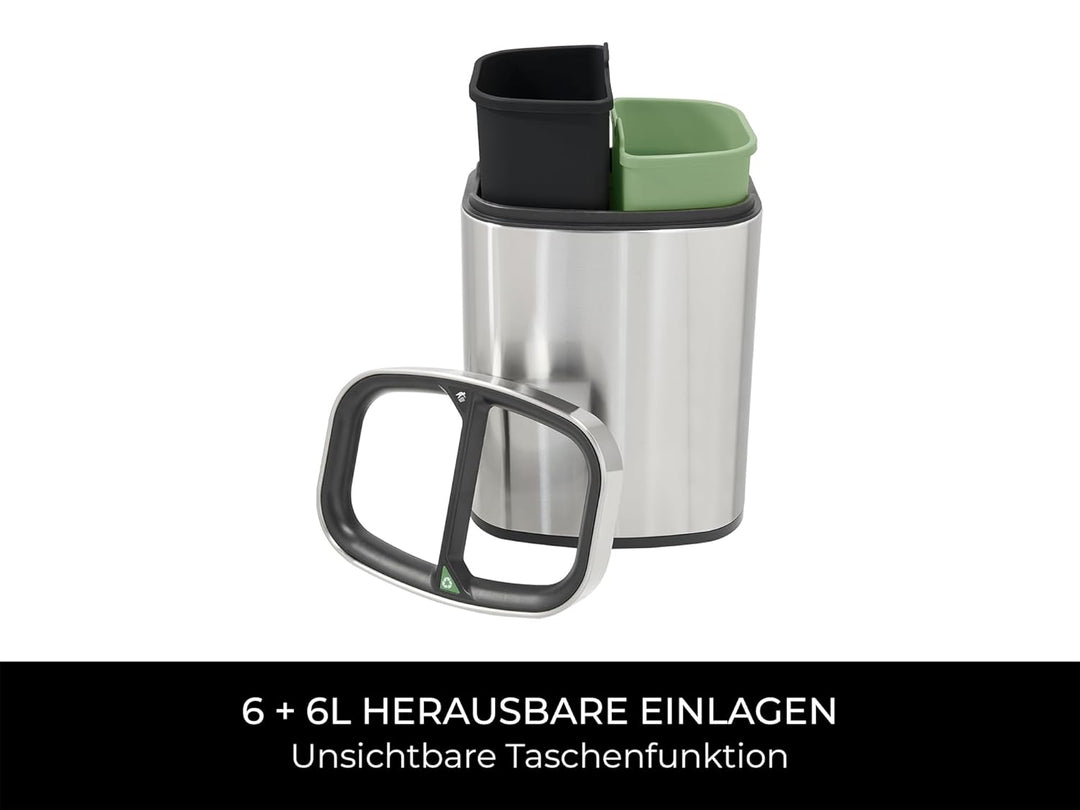 Corby Newport Doppel-Recyclingbehälter aus gebürstetem Edelstahl Brushed Stainless Steel, Brushed St