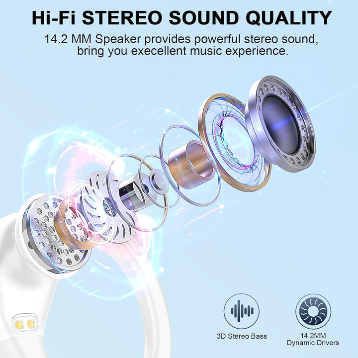2026 Kopfhörer Kabellos Bluetooth 5.4, 75Std Bluetooth Kopfhörer Sport, 3D-Stereo Bass, ENC Noise Ca
