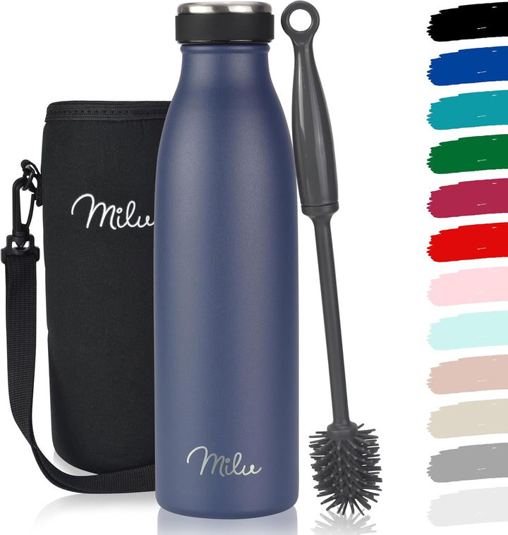 Milu Edelstahl Trinkflasche 350ml 500ml 750ml 1L 1,5L Thermosflasche Isolierte Wasserflasche, Auslau