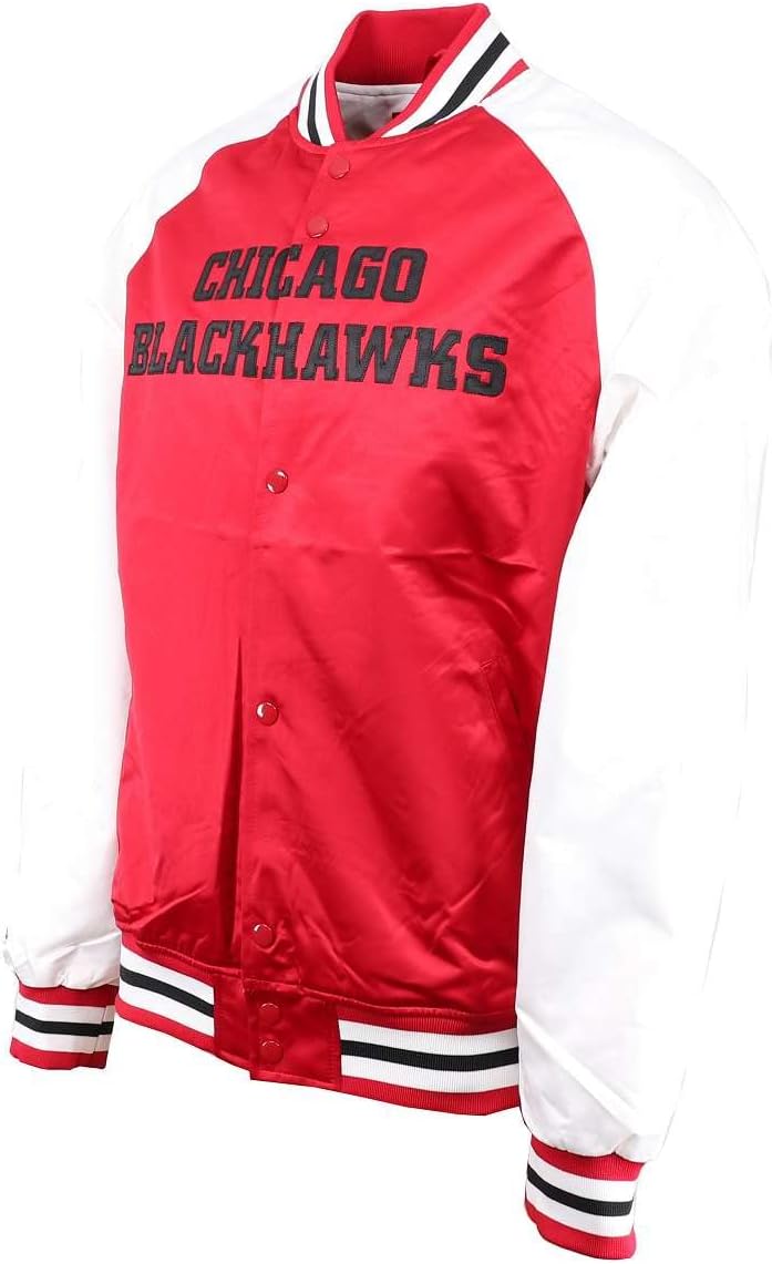 Mitchell & Ness NBA Hometown LW Satin Jacket, White S #5-Blackhawks-Scarlet-31098, S #5-Blackhawks-S