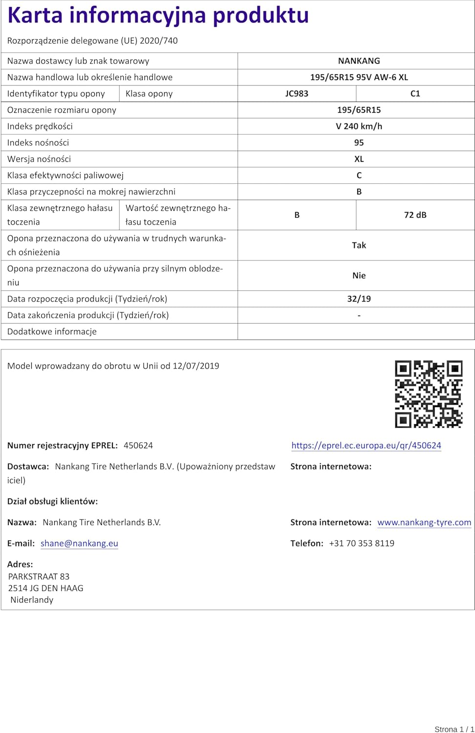 Nankang AW-6 195/65 R15 95V Ganzjahresreifen GTAM T266174 ohne Felge