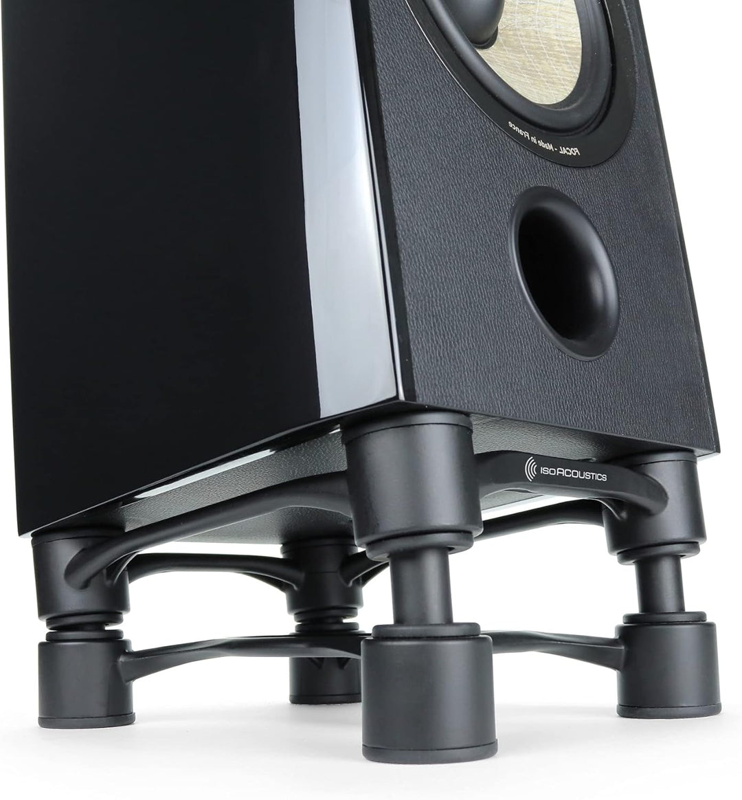 IsoAcoustics Aperta-Serie mit Lautsprecherstativen, schwingungsdämpfend, mit einstellbarer Neigung:
