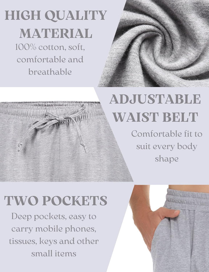 Marvmys 100% Baumwolle Herren Lange Schlafanzughose Einfarbige Pyjamahose Schlafhose Haushose Freize