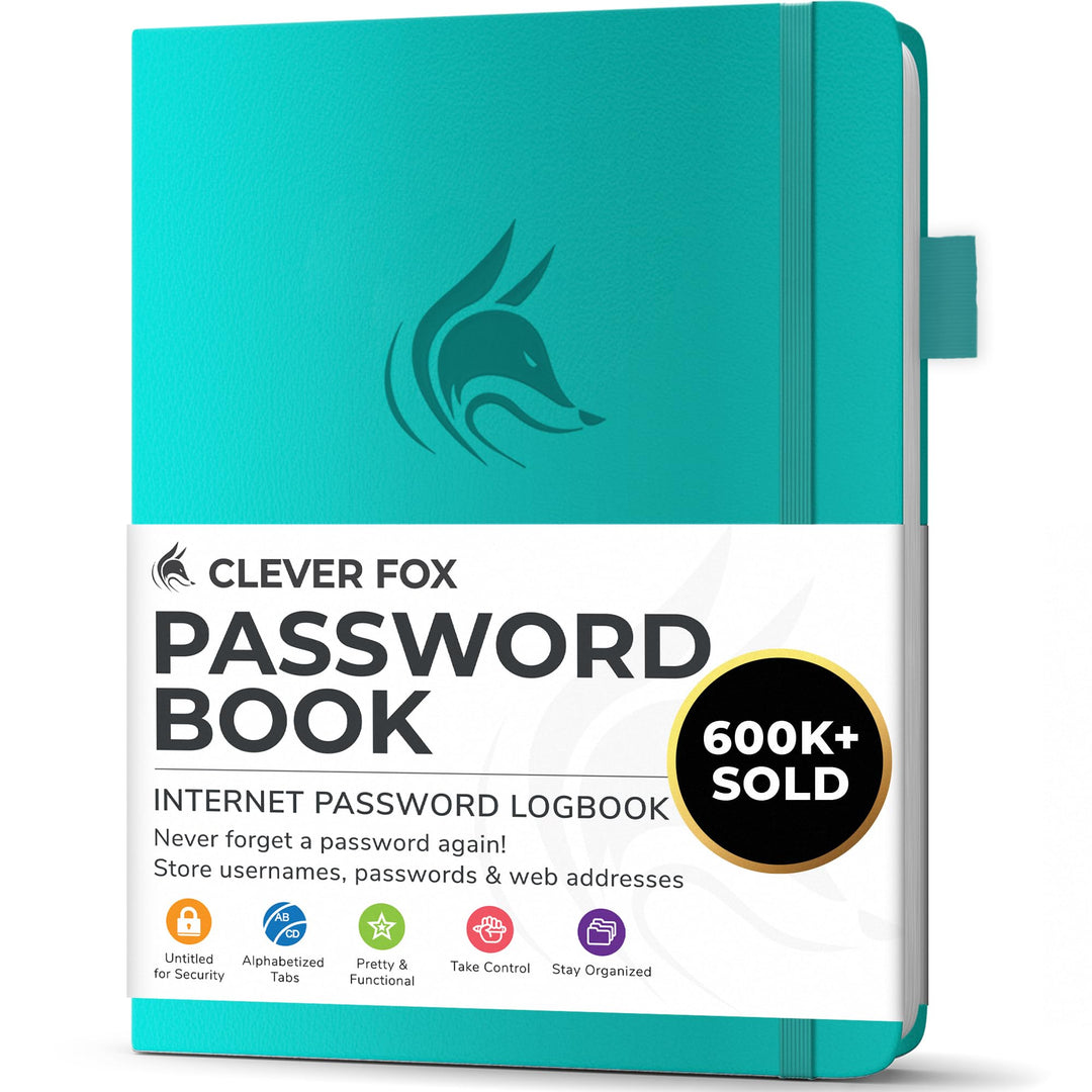 Clever Fox Passwortbuch mit Registerkarten - Adress- und Passwort-Organisationsbuch mit alphabetisch