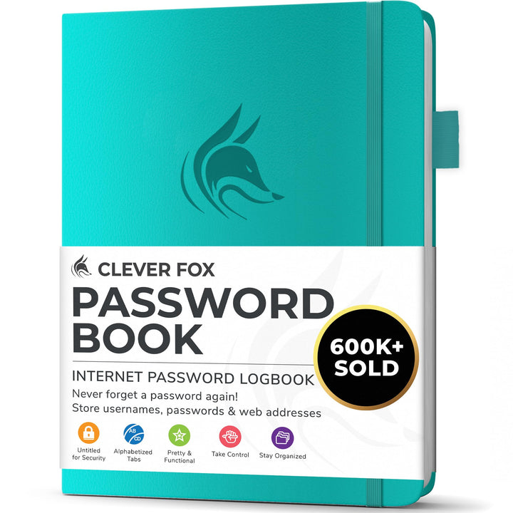 Clever Fox Passwortbuch mit Registerkarten - Adress- und Passwort-Organisationsbuch mit alphabetisch