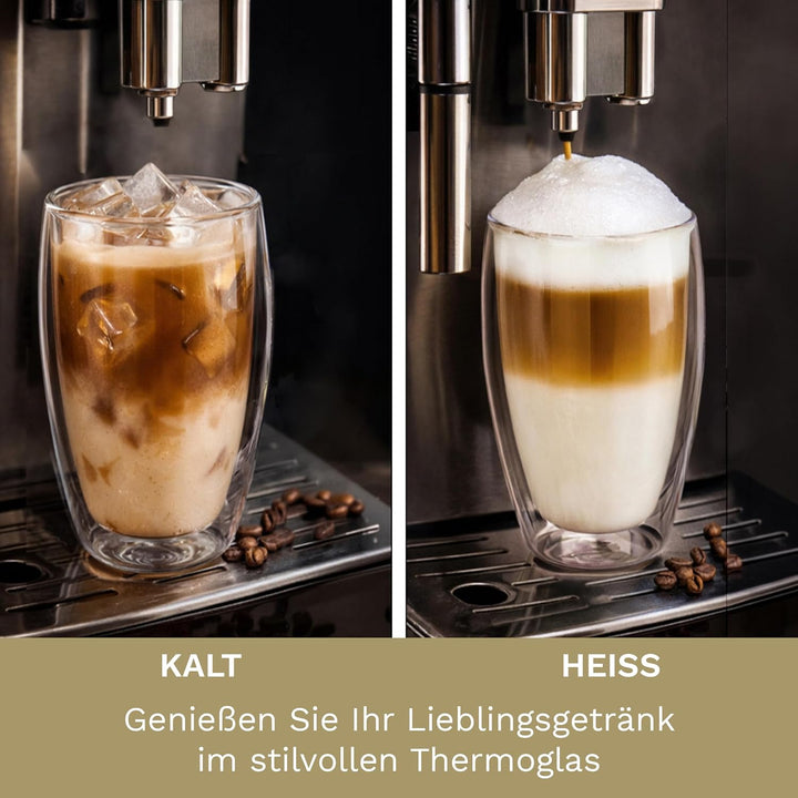 Creano doppelwandiges Thermoglas 400ml „DG-SH“, grosses Doppelwandglas aus Borosilikatglas, doppelwa