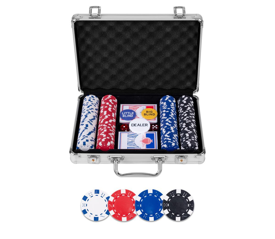 Engelhart - 320905 - Komplettes Poker-Set - Silberne Metallkoffer - 200 Chips à 11,5g ohne Nummerier