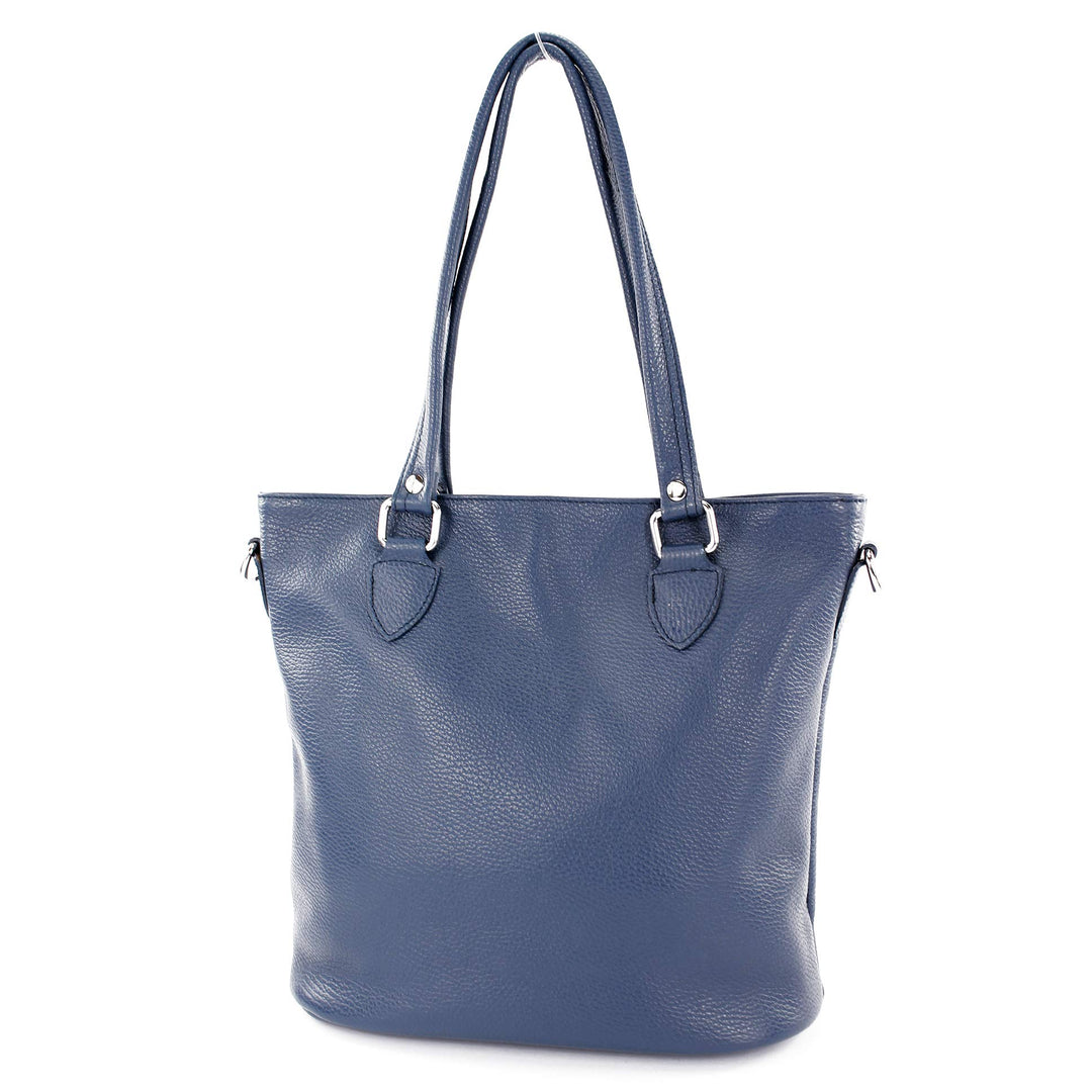 modamoda de - T215 - Italienische Ledertasche Shopper Large Saphirblau, Saphirblau