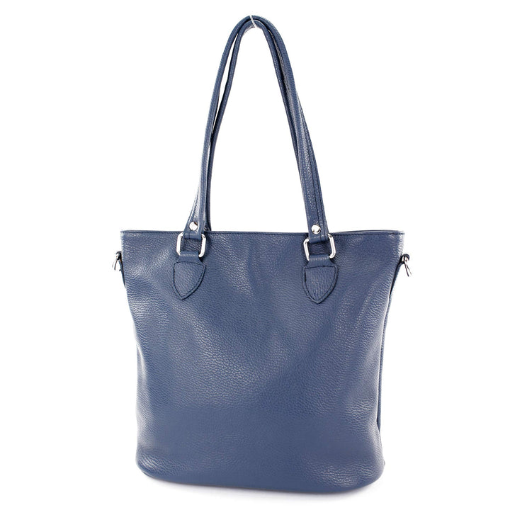 modamoda de - T215 - Italienische Ledertasche Shopper Large Saphirblau, Saphirblau