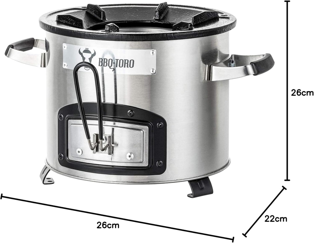 BBQ-Toro Raketenofen RAKETE #1 | Edelstahl Rocket Stove für Dutch Oven, Grillpfannen und vieles mehr