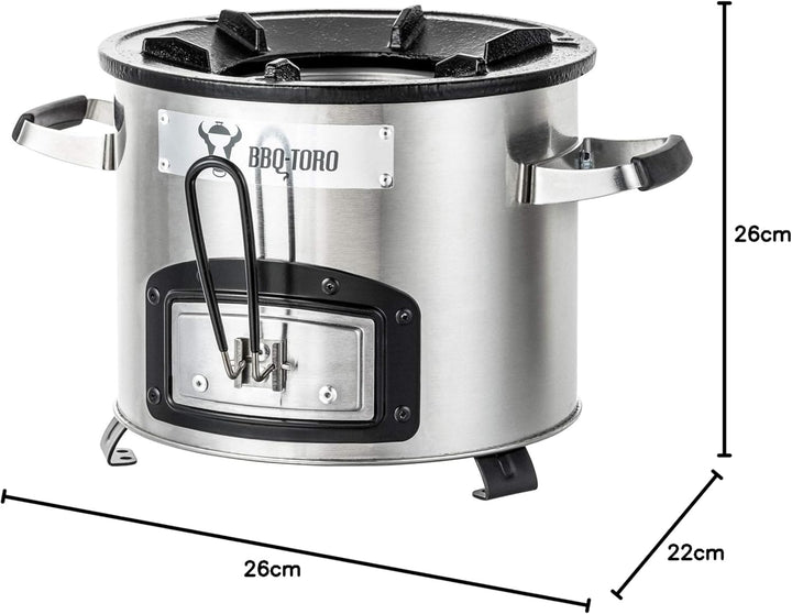 BBQ-Toro Raketenofen RAKETE #1 | Edelstahl Rocket Stove für Dutch Oven, Grillpfannen und vieles mehr