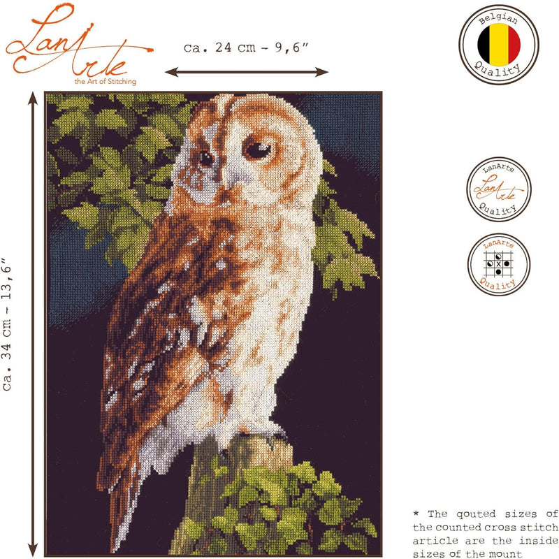 Lanarte Zählmusterpackung Eule Kreuzstichpackung, Baumwolle, Mehrfarbig, 24 x 34 x 0.3 cm, Eule