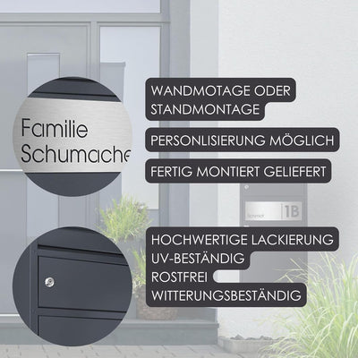 Paket-Briefkasten anthrazit-grau (RAL 7016) SafePost 45M Design-Paketkasten modern für alle Paketdie