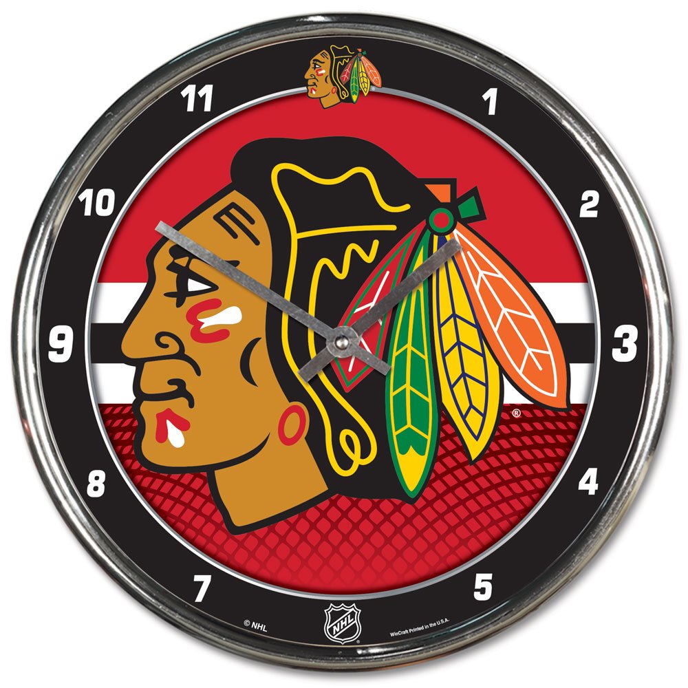 WinCraft NHL Uhr, Chrom, 30,5 x 30,5 cm Chicago Blackhawks, Chicago Blackhawks