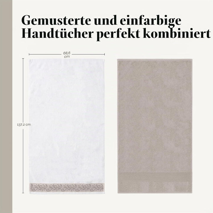 Modern Threads 600 g/m² Handtuch-Set mit Filgree Jacquard Bordüre Taupe Standard Taupe, Standard Tau