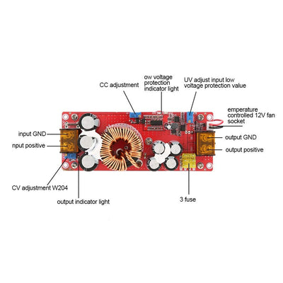 Boost-Modul, AufwäRtswandler, Dc-Zu-Dc-Spannungswandler Dc-Dc 10-60 V Bis 12-97 V 1500 W 30 A Cc Cv-